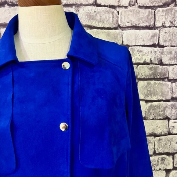 Chico's Blue Suede Like Fabric Long Sleeve Jacket Size M - Picture 2 of 7